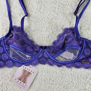 NWT's Savage X Fenty Purple‎ Mod on the Moon Unlined Demi Lace Underwire Bra 34A
